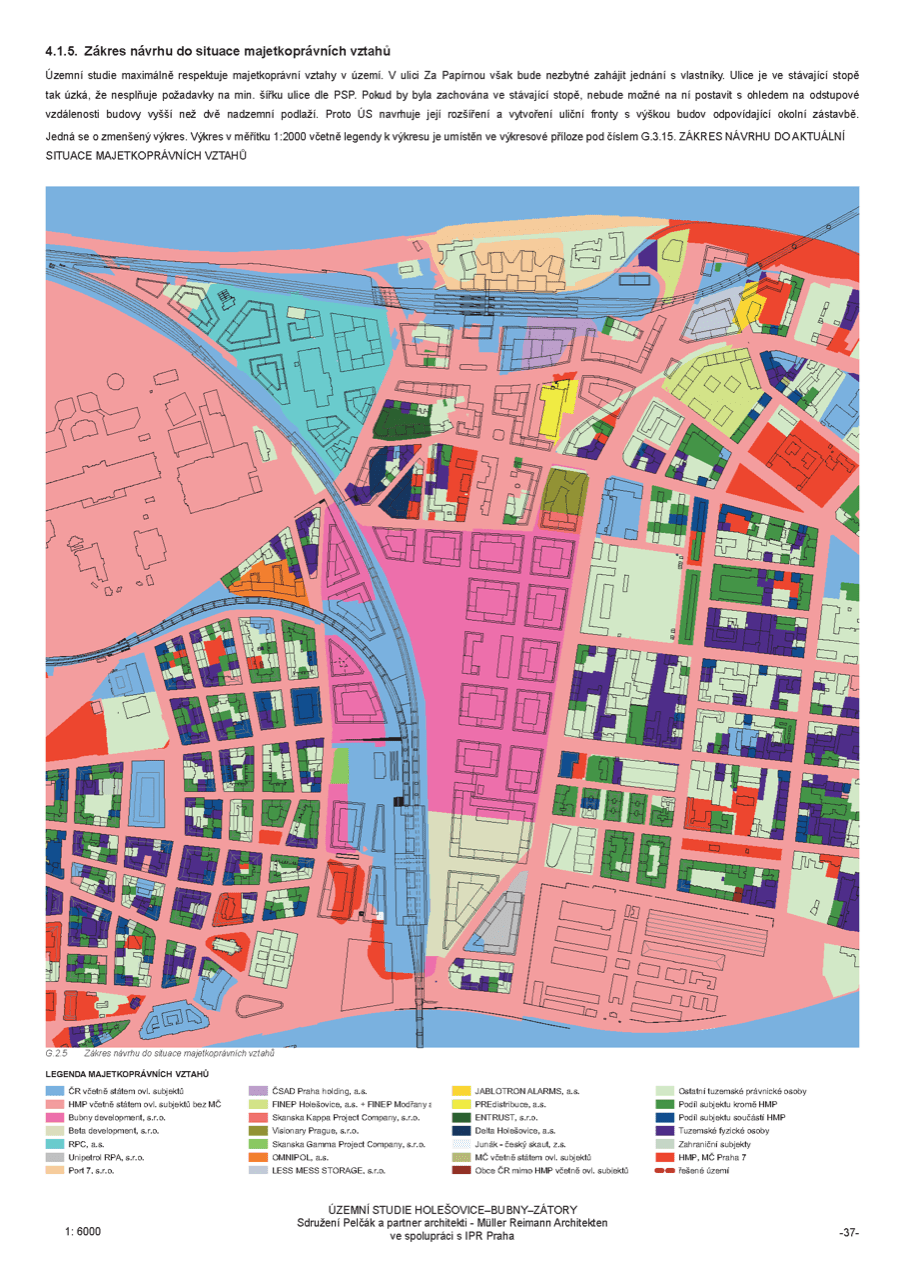 Bubny Zátory, majetková mapa, foto: Institut plánování a rozvoje hl.města Prahy